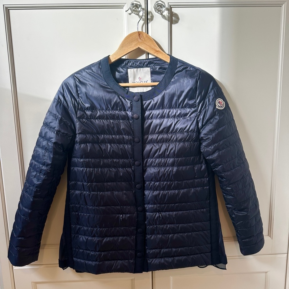Moncler navy spring parka jacket size 2